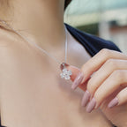 [Clover Jewelry]Heart-Shaped Four-Leaf Clover Bead Necklace