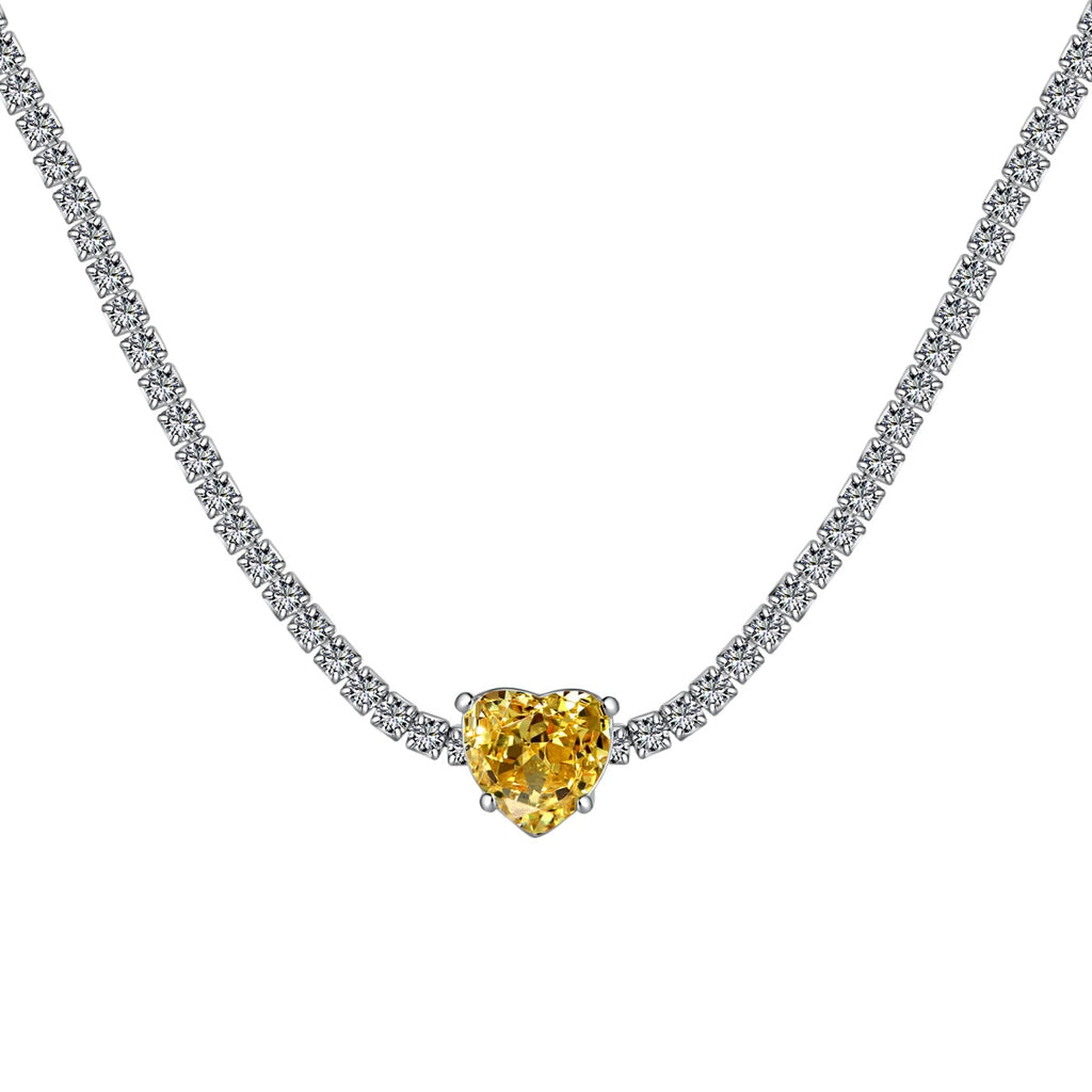 [Kleeblatt Schmuck]2.0 Karat Funkelnde Tennis-Herzschliff-Halskette
