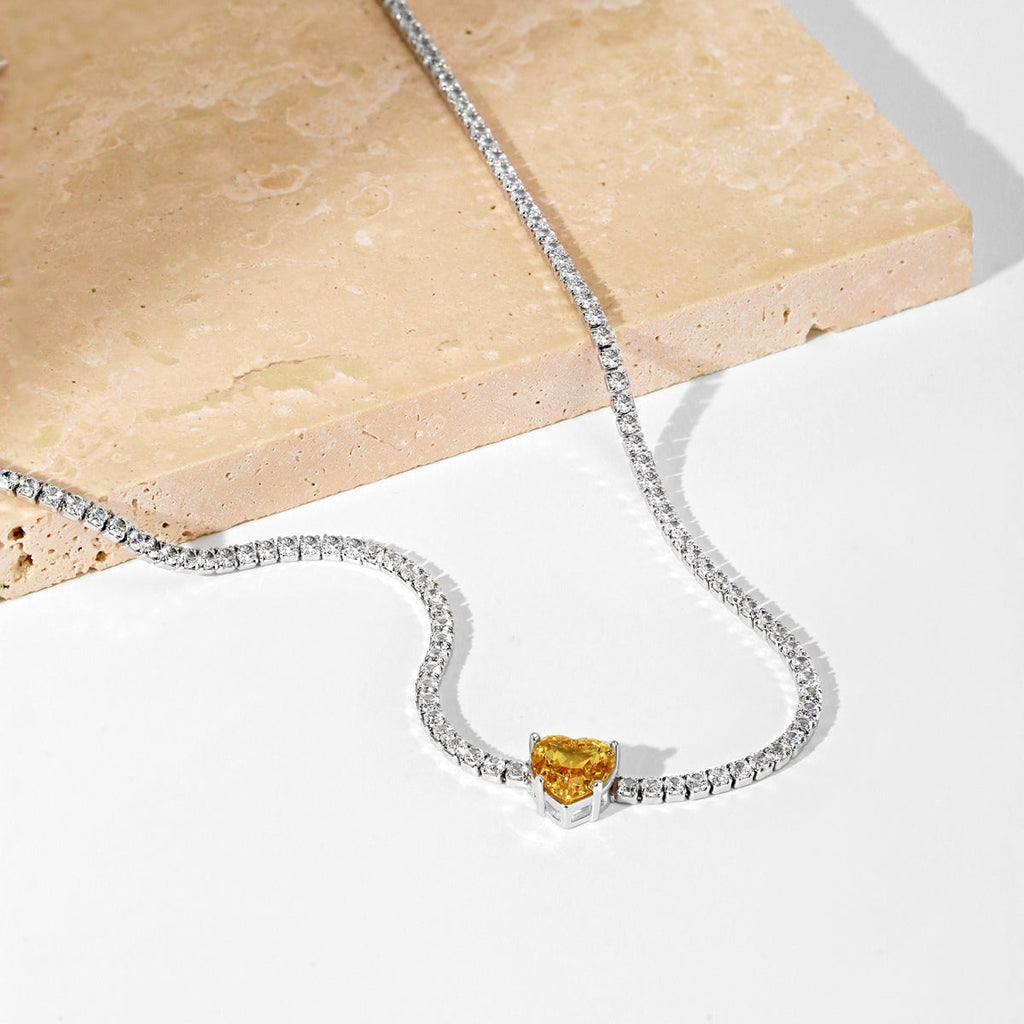 [Kleeblatt Schmuck]2.0 Karat Funkelnde Tennis-Herzschliff-Halskette
