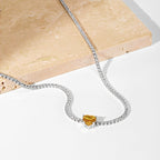 [Kleeblatt Schmuck]2.0 Karat Funkelnde Tennis-Herzschliff-Halskette