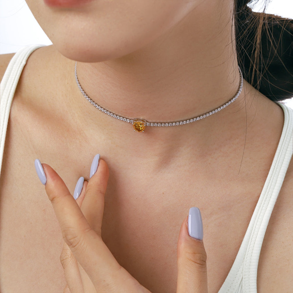 [Kleeblatt Schmuck]2.0 Karat Funkelnde Tennis-Herzschliff-Halskette
