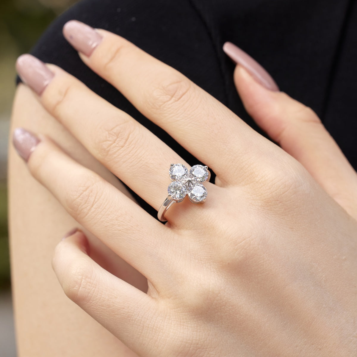 [Clover Jewelry]四つ葉のクローバー八芒星リング