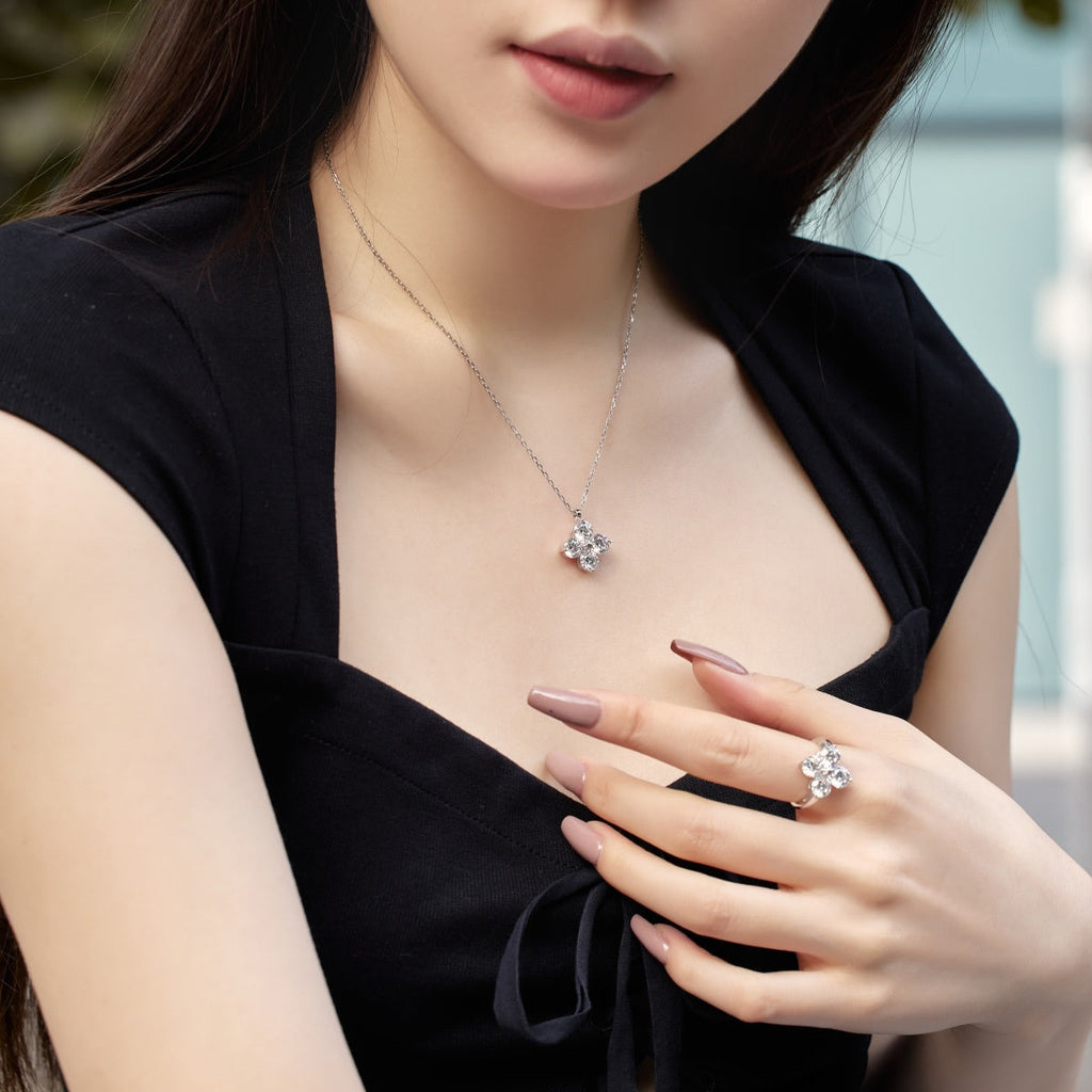[Clover Jewelry]Vierblättriges Kleeblatt und achtzackige Stern-Halskette
