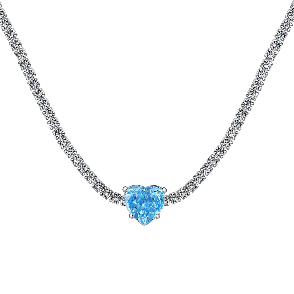 [Kleeblatt Schmuck]2.0 Karat Funkelnde Tennis-Herzschliff-Halskette