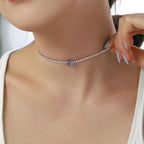 [Kleeblatt Schmuck]2.0 Karat Funkelnde Tennis-Herzschliff-Halskette