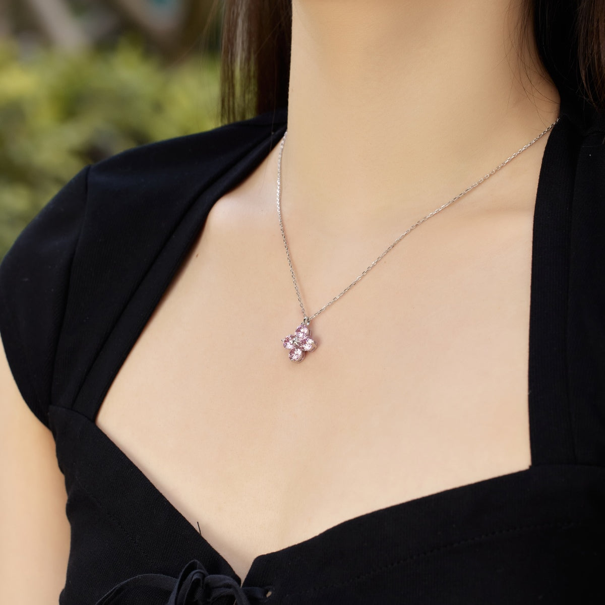 [Clover Jewelry]Vierblättriges Kleeblatt und achtzackige Stern-Halskette