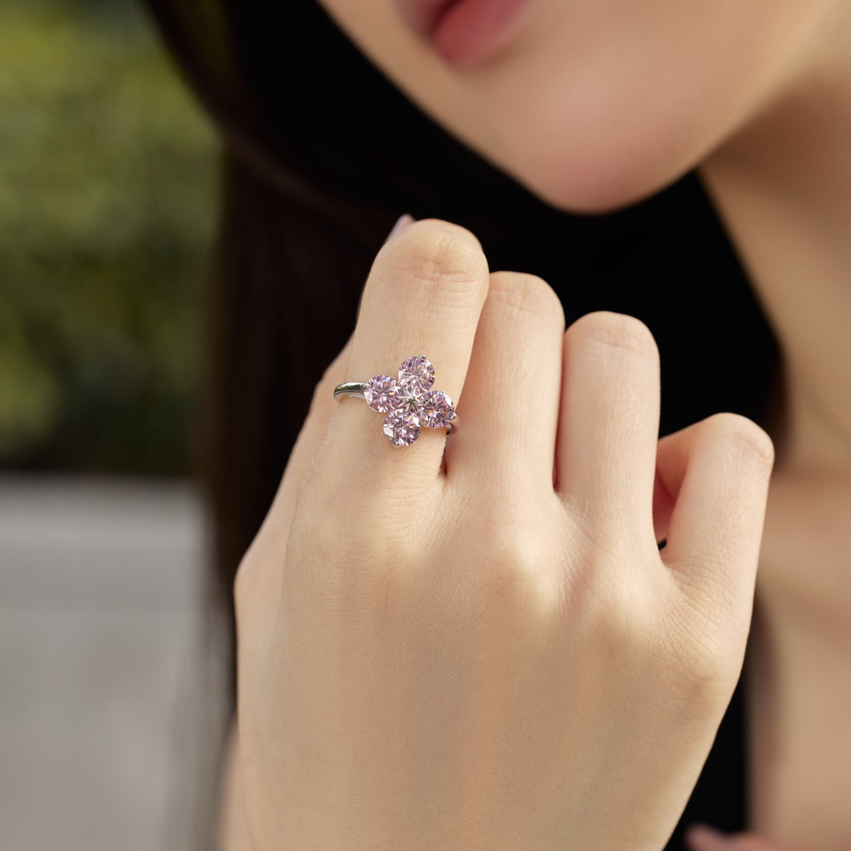 [Clover Jewelry]四つ葉のクローバー八芒星リング