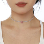 [Kleeblatt Schmuck]2.0 Karat Funkelnde Tennis-Herzschliff-Halskette
