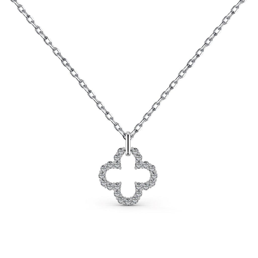 [Clover Jewelry]Four-Leaf Clover Hollow Design Exquisite Necklace