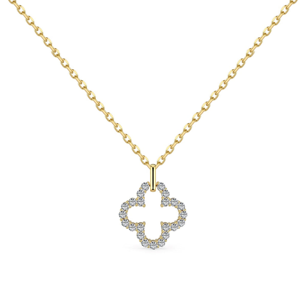 [Clover Jewelry]Four-Leaf Clover Hollow Design Exquisite Necklace