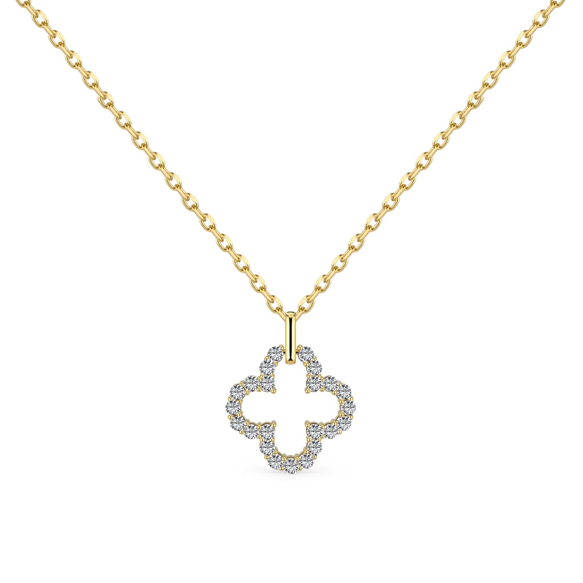 [Clover Jewelry]Four-Leaf Clover Hollow Design Exquisite Necklace