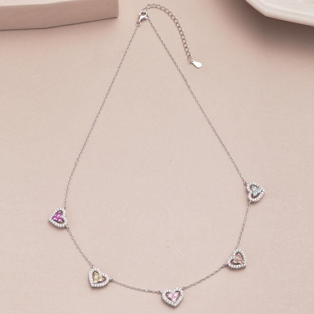 [Klee Schmuck]Glitzernde Fünf-Herz-Halskette