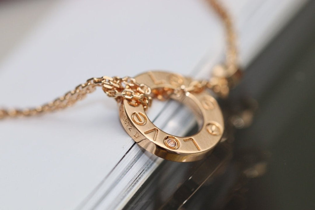 [Clover Jewelry]LOVE NECKLACE ADJUSTABLE ROSE GOLD 2 DIAMOND