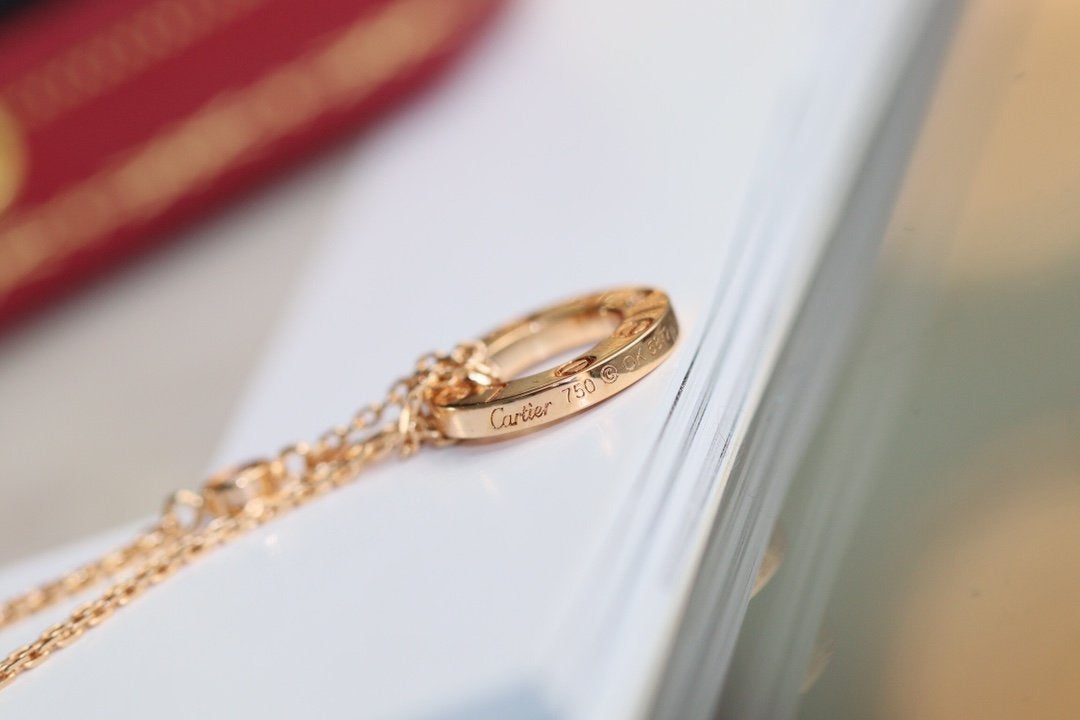 [Clover Jewelry]LOVE NECKLACE ADJUSTABLE ROSE GOLD 2 DIAMOND