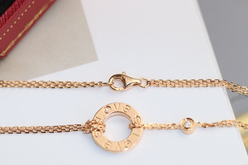[Clover Jewelry]LOVE NECKLACE ADJUSTABLE ROSE GOLD 2 DIAMOND