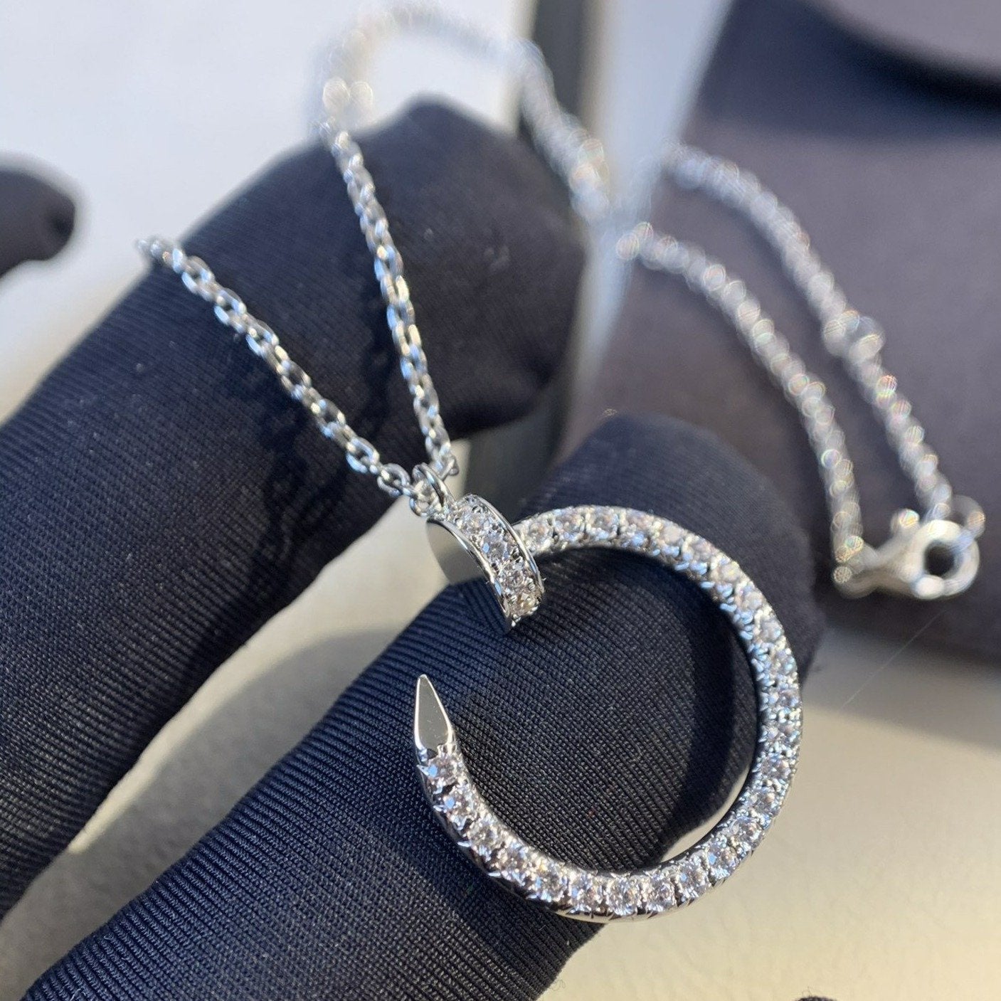 [Clover Jewelry]JUSTE NECKLACE SILVER DIAMONDS