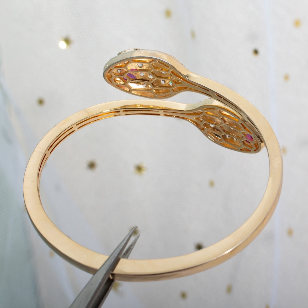 [Clover Jewelry]SERPENTI BRACELET PINK GOLD DIAMOND DOUBLE SNAKE
