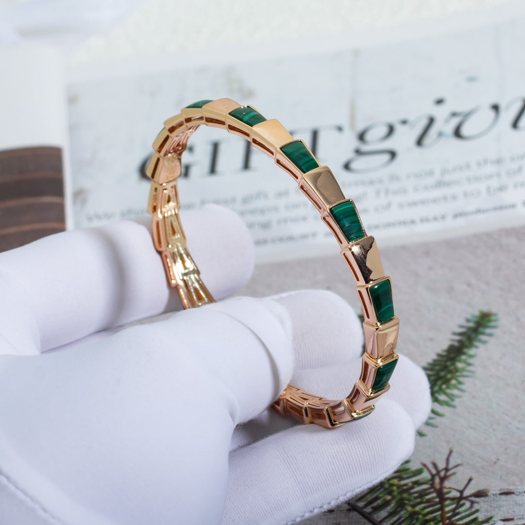 [Clover Jewelry]SERPENTI BRACELET PINK GOLD MALACHITE