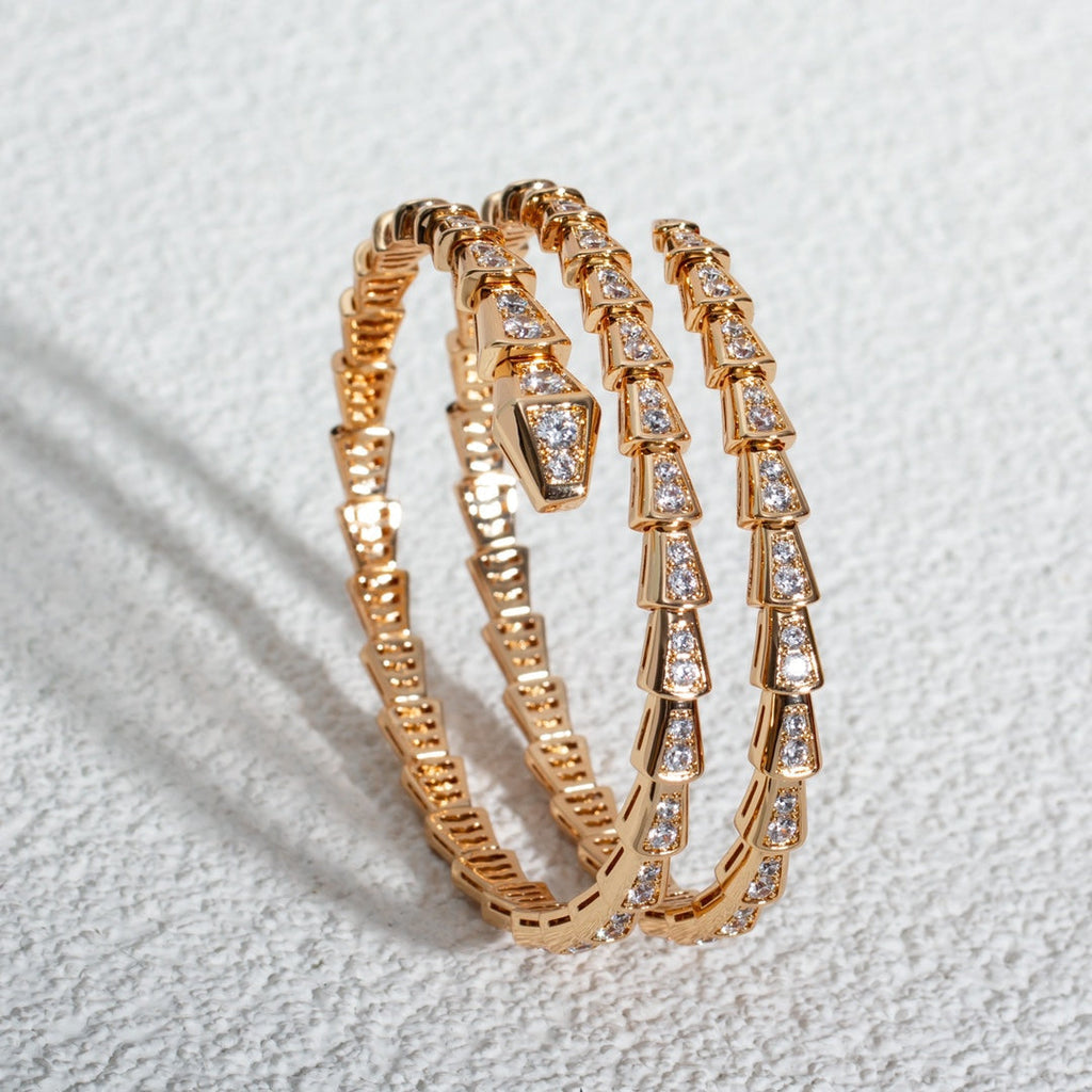 [Clover Jewelry]SERPENTI BRACELET PINK GOLD DIAMOND DOUBLE ROW