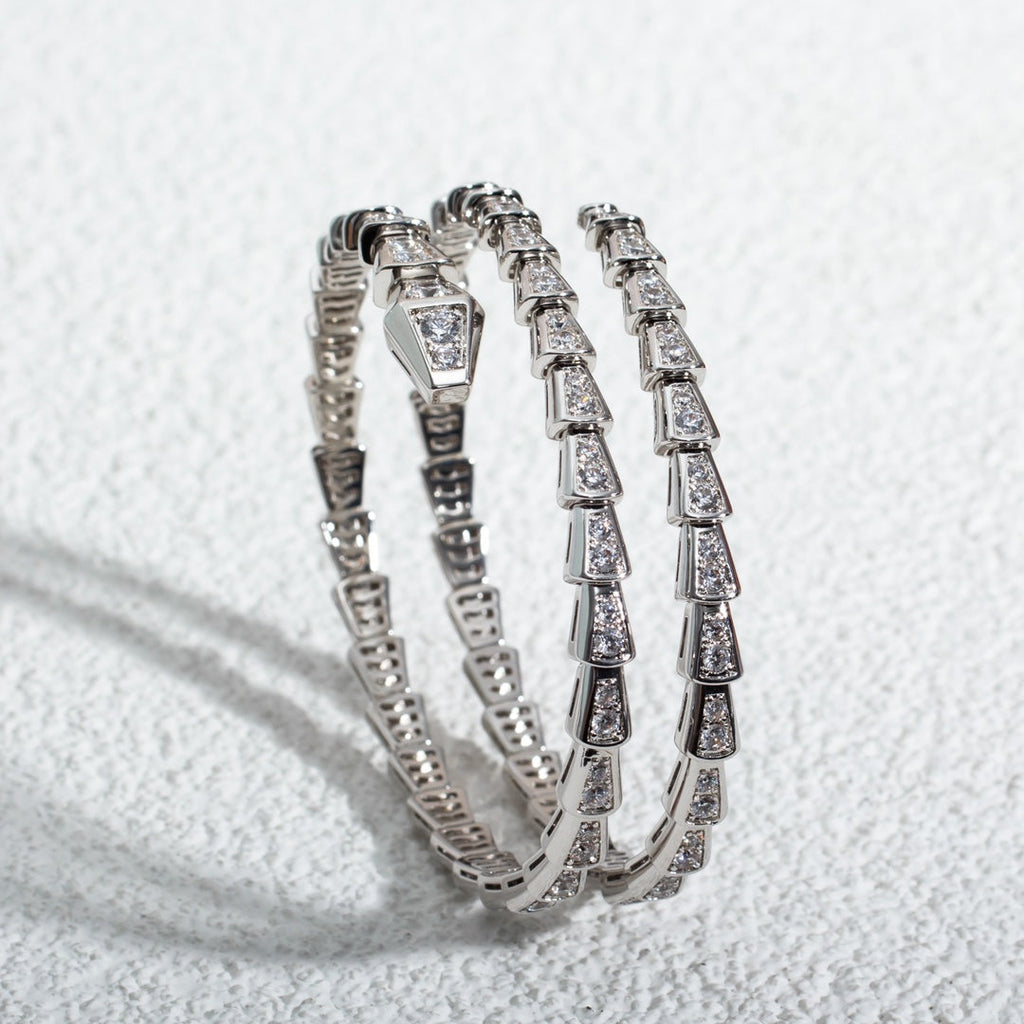 [Clover Jewelry]SERPENTI BRACELET SILVER DIAMOND DOUBLE ROW