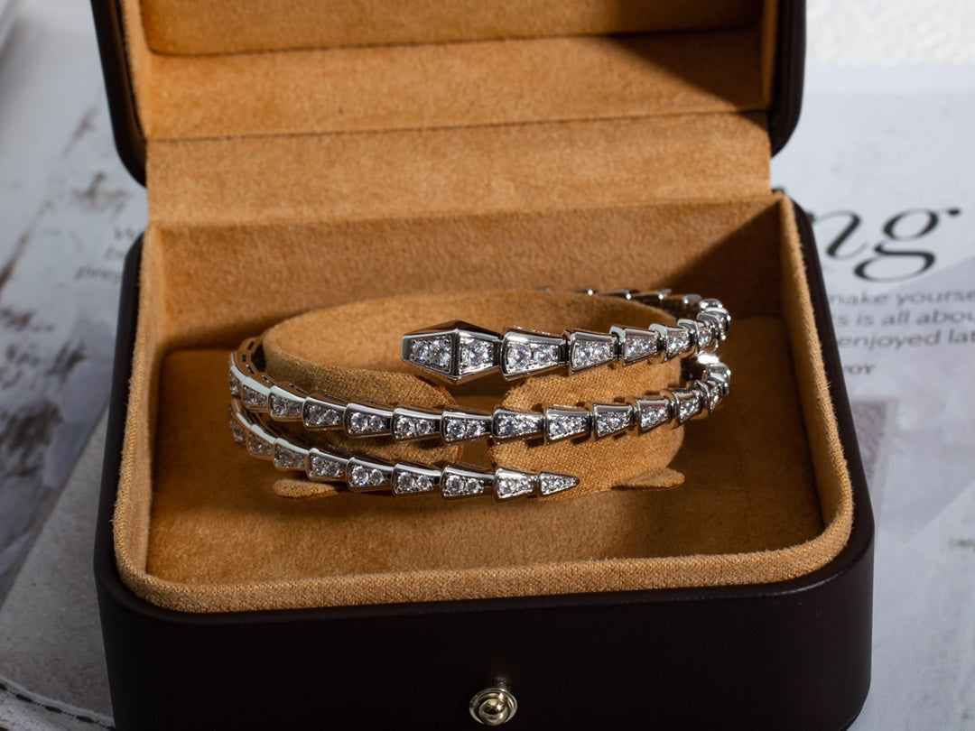 [Clover Jewelry]SERPENTI BRACELET SILVER DIAMOND DOUBLE ROW