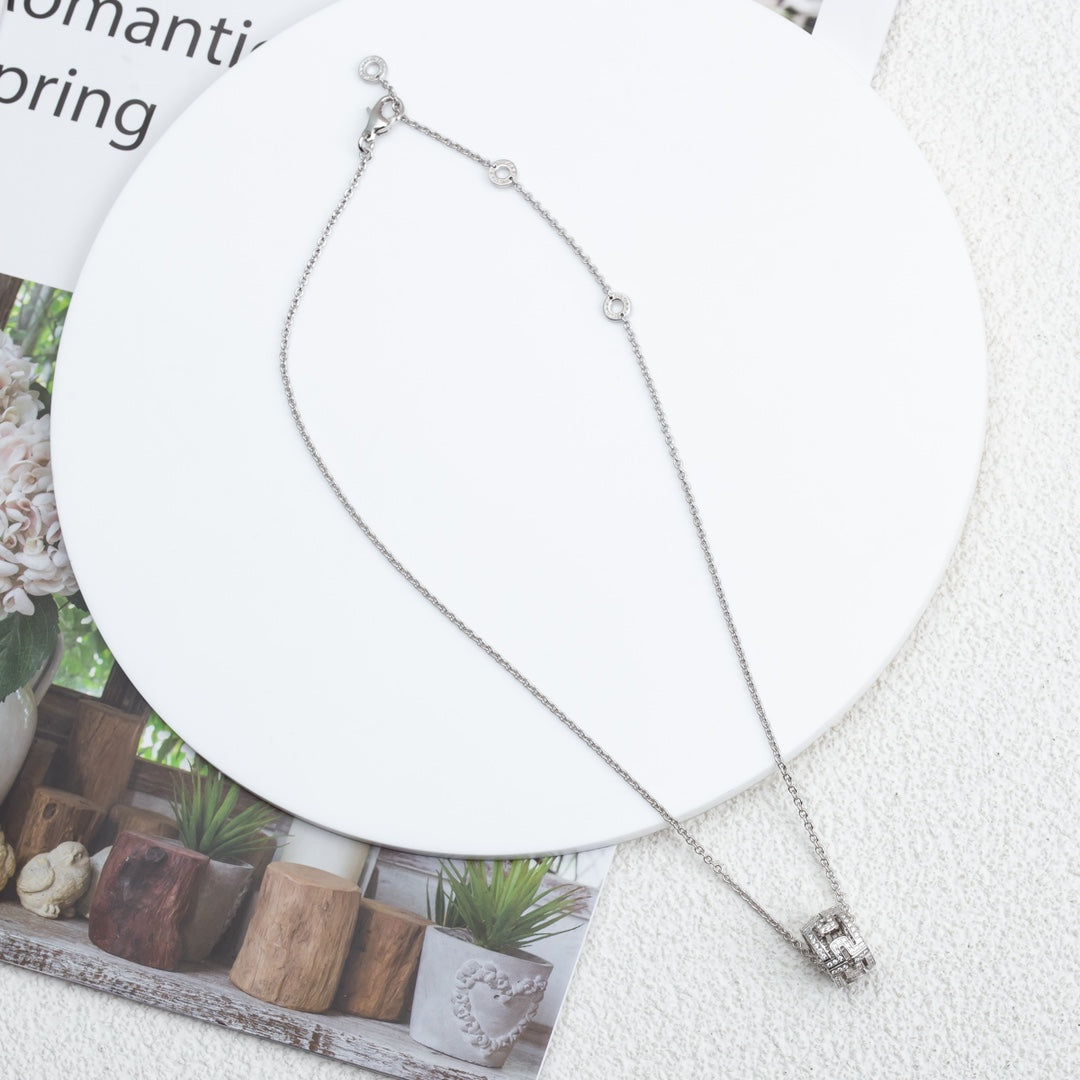 [Clover Jewelry]PARENTESI NECKLACE SILVER DIAMOND