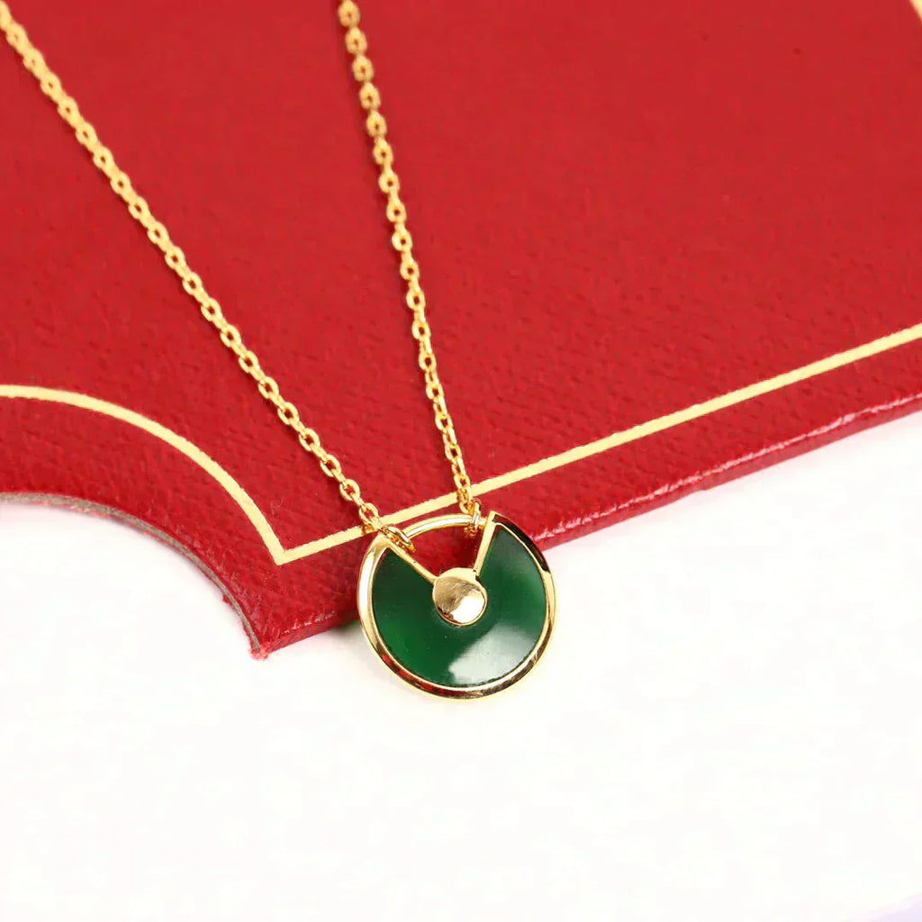[Clover Jewelry]AMULETTE GOLD MALACHITE NECKLACE