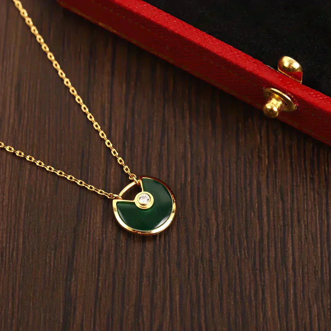 [Clover Jewelry]AMULETTE GOLD MALACHITE NECKLACE