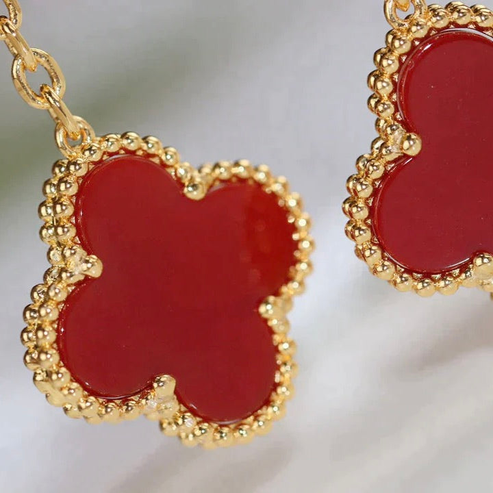 [Clover Jewelry]CLOVER  2 MOTIF  TIGER EYE CARNELIAN EARRINGS