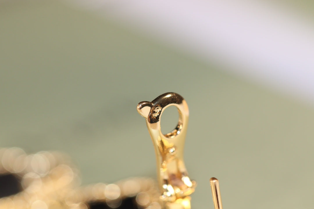 [Clover Jewelry]CLOVER EARRINGS GOLD ONYX MOP 3 MOTIF