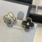 [Clover Jewelry]CLOVER MEDIUM 1 MOTIFS GRAY MOP  DIAMOND EARRINGS
