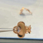 [Clover Jewelry]CLOVER MEDIUM 1 MOTIFS GRAY MOP  DIAMOND EARRINGS