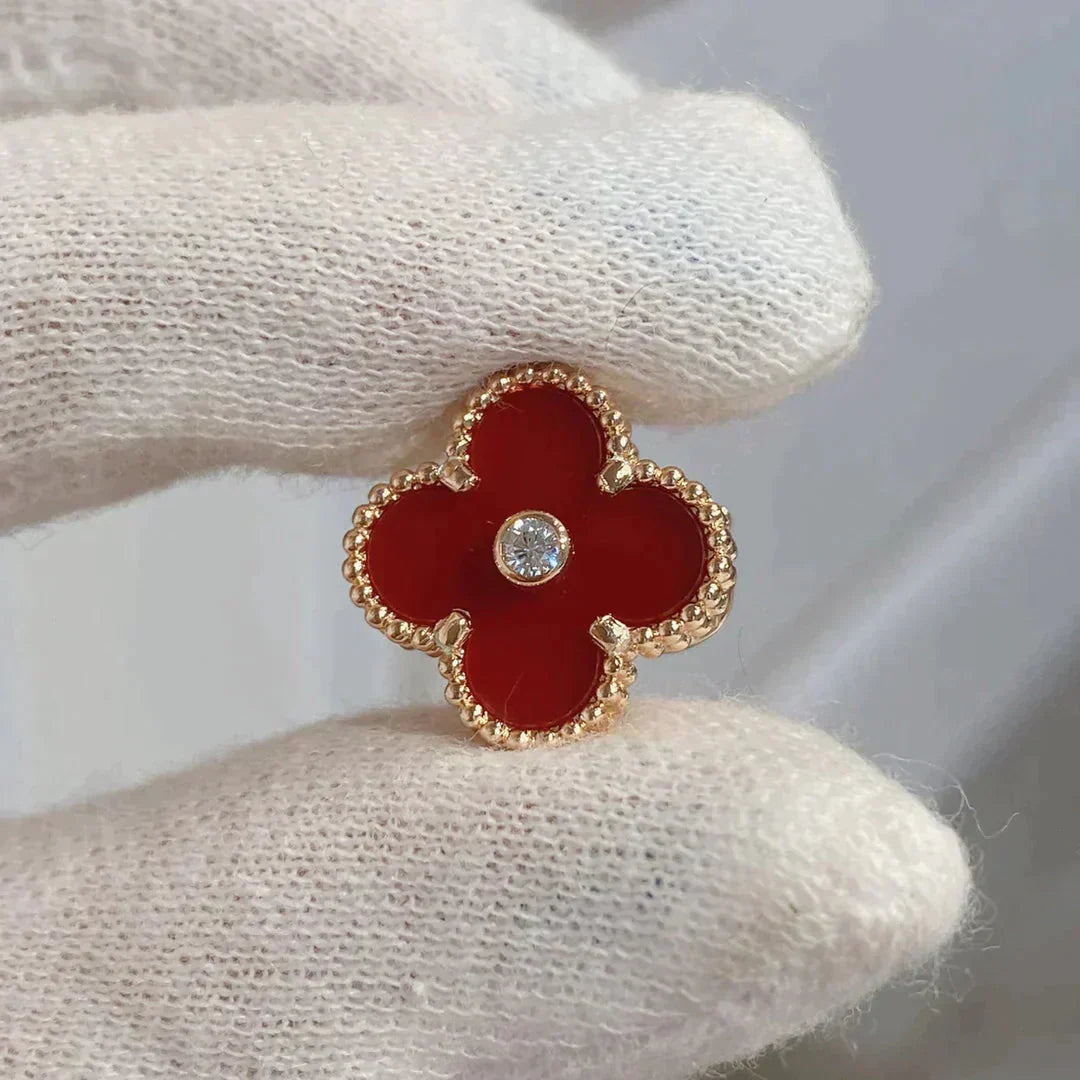 [Clover Jewelry]CLOVER MEDIUM 1 MOTIFS CARNELIAN  DIAMOND earrings
