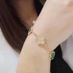 [Clover Jewelry]CLOVER  5 MOTIF MALACHITE DIAMOND BRACELET