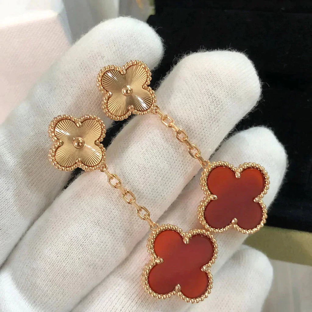[Clover Jewelry]CLOVER 2 MOTIF  LASER CARNELIAN EARRINGS