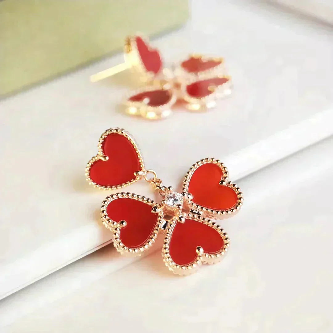 [Clover Jewelry]SWEET CLOVER CARNELIAN EARRINGS