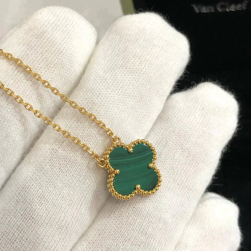 [Clover Jewelry]CLOVER 15MM MALACHITE SINGLE FLOWER  NECKLACE