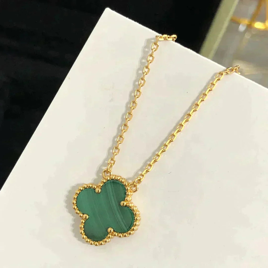 [Clover Jewelry]CLOVER 15MM MALACHITE SINGLE FLOWER  NECKLACE