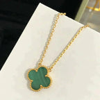 [Clover Jewelry]CLOVER 15MM MALACHITE SINGLE FLOWER  NECKLACE