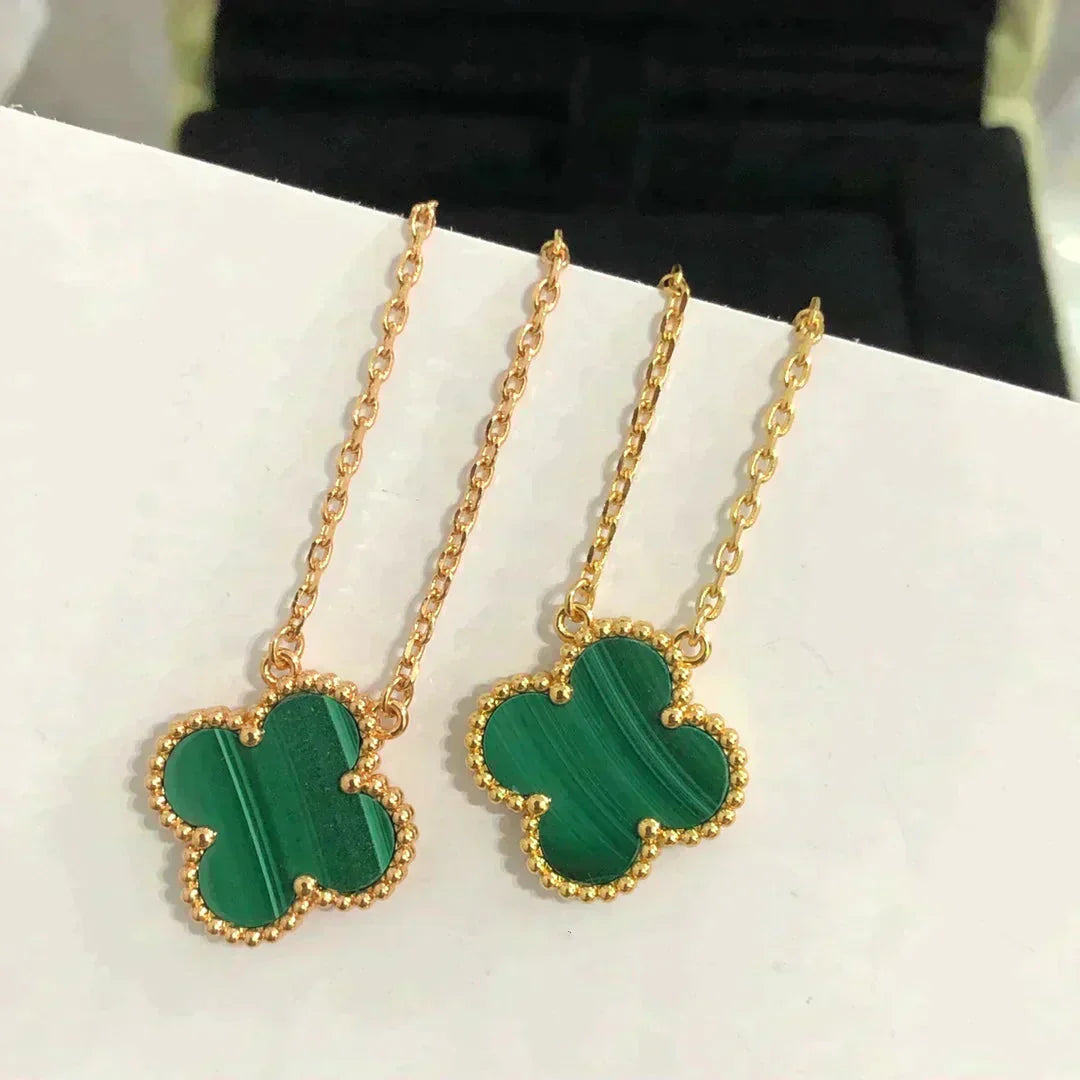 [Clover Jewelry]CLOVER 15MM MALACHITE SINGLE FLOWER  NECKLACE