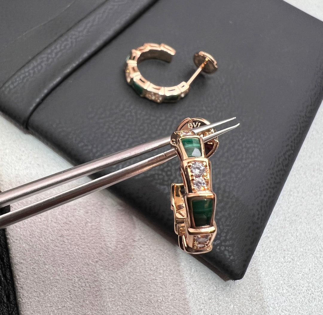 [Clover Jewelry]SERPENTI MALACHITE PINK GOLD EARRINGS
