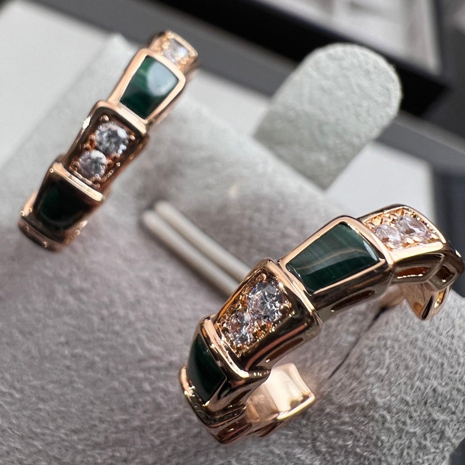 [Clover Jewelry]SERPENTI MALACHITE PINK GOLD EARRINGS