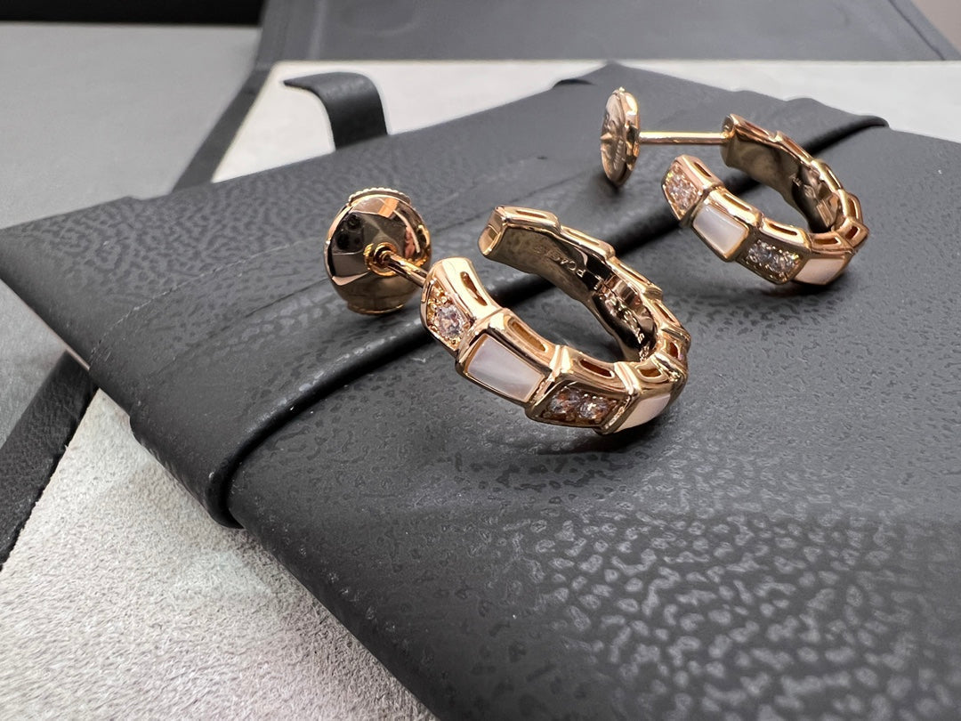 [Clover Jewelry]SERPENTI MOP PINK GOLD EARRINGS