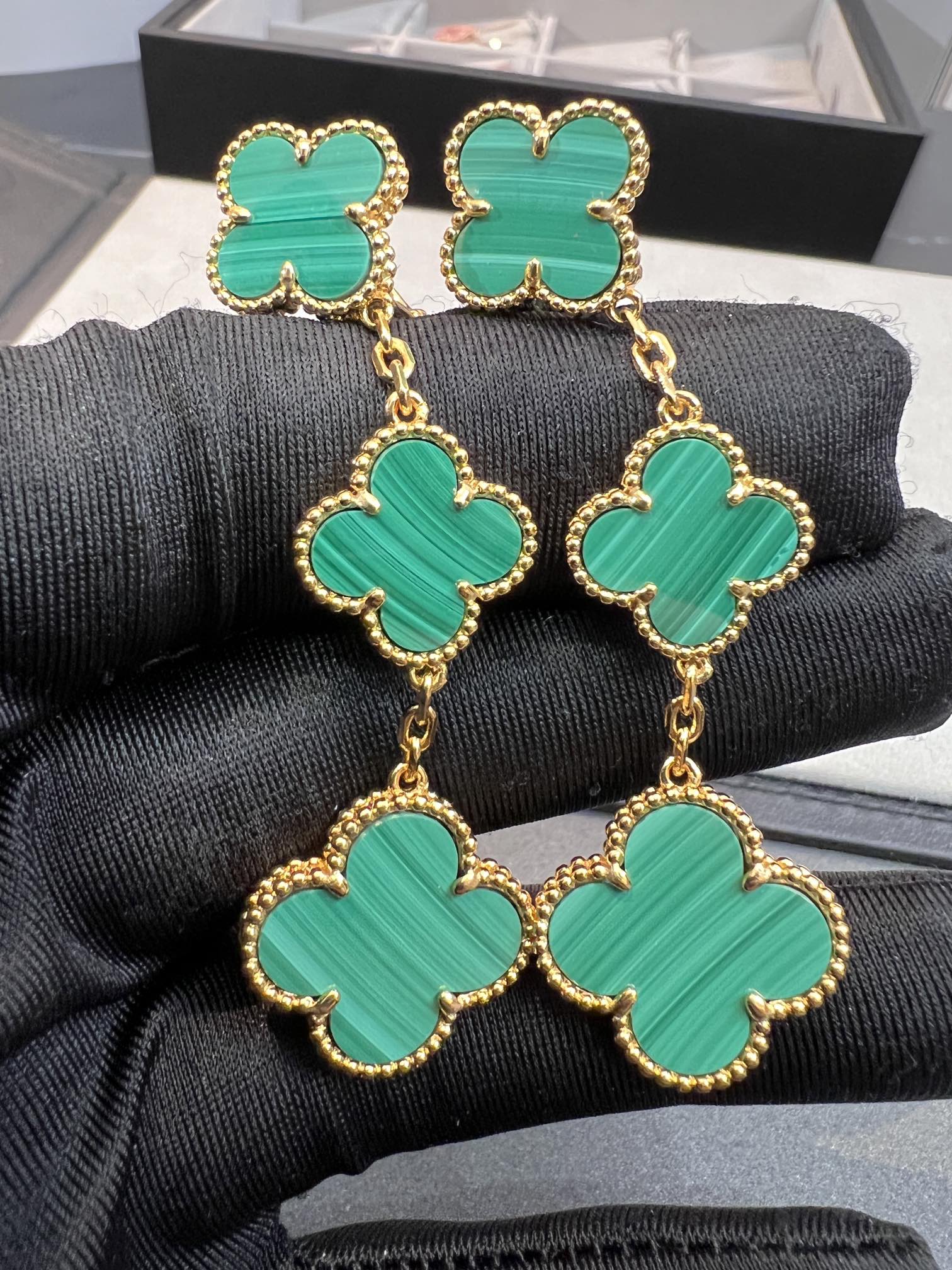 [Clover Jewelry]CLOVER MALACHITE 3 MOTIFS GOLD