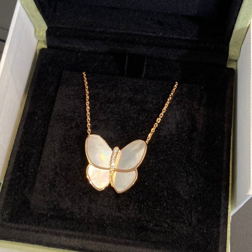 [Clover Jewelry]BUTTERFLY GOLD MOP DIAMOND NECKLACE