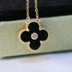 [Clover Jewelry]CLOVER 15MM DIAMOND ONYX HALSKETTE