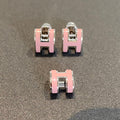 [Clover Jewelry]MINI POP H SILVER EARRINGS PINK