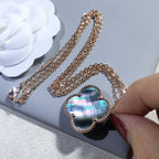 [Clover Jewelry]CLOVER 25MM GOLD DARK MOP BIG CLOVER NECKLACE