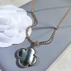 [Clover Jewelry]CLOVER 25MM GOLD DARK MOP BIG CLOVER NECKLACE