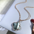 [Clover Jewelry]CLOVER 25MM GOLD DARK MOP BIG CLOVER NECKLACE